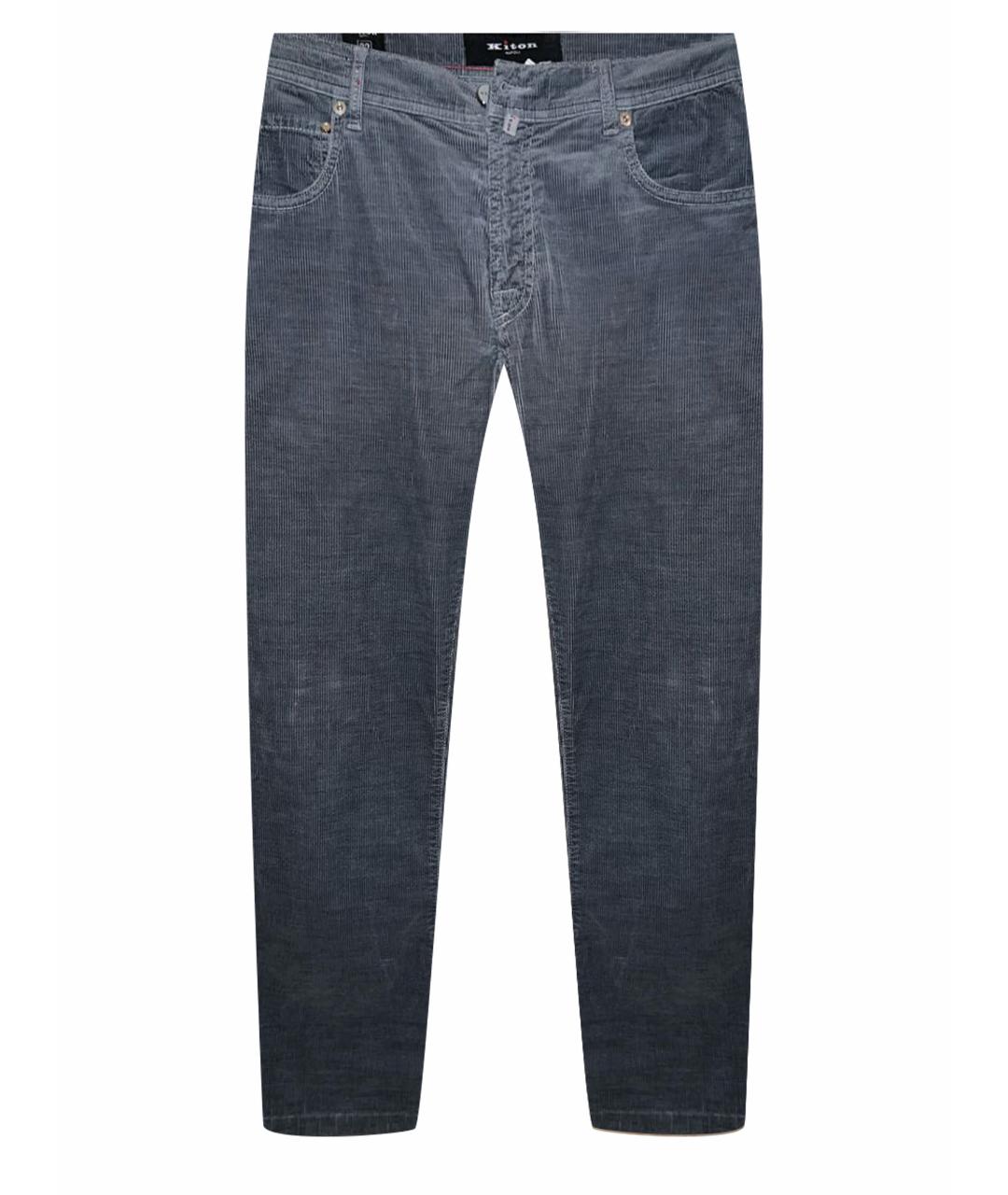 KITON Антрацитовые хлопковые прямые джинсы, фото 1