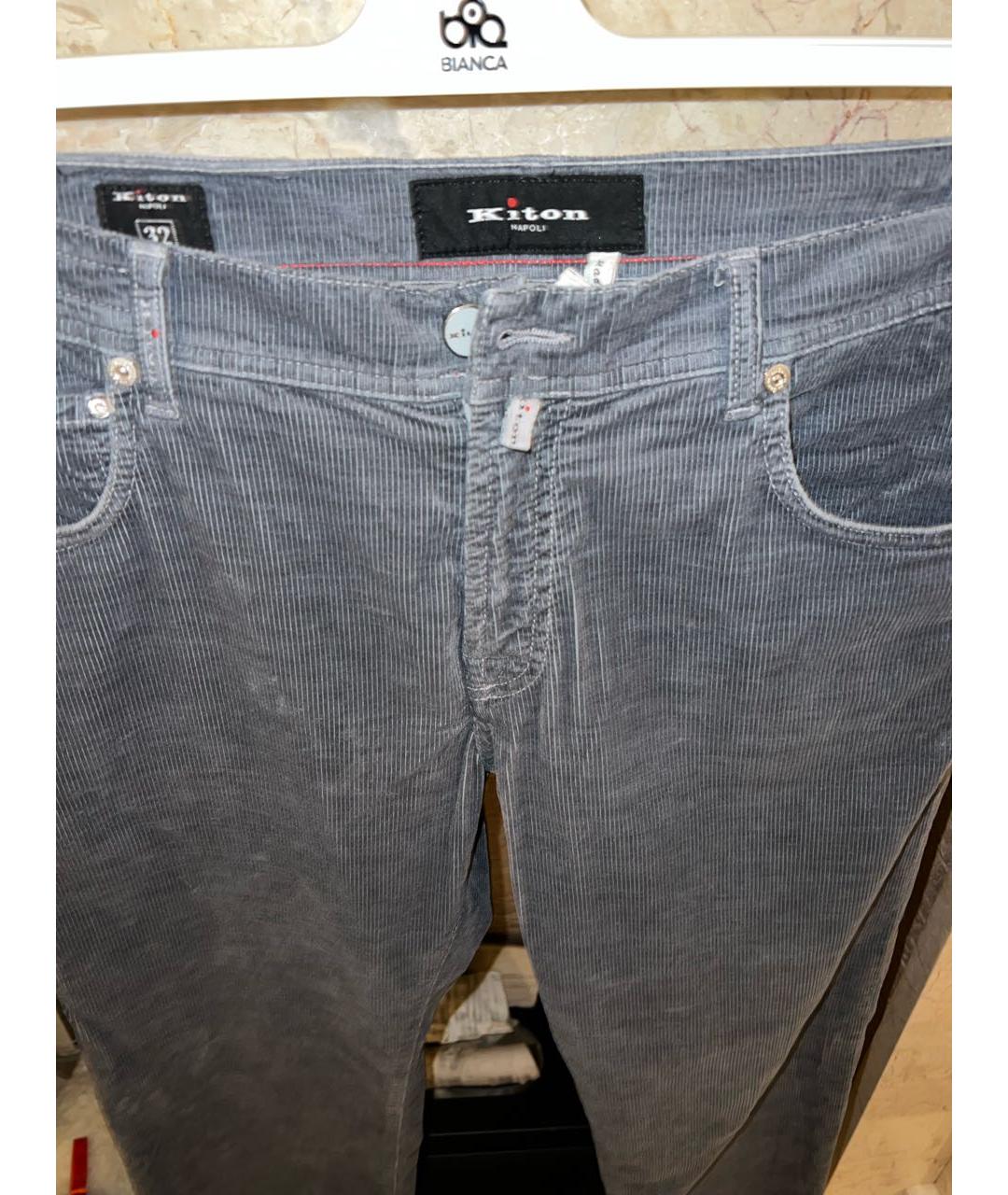 KITON Антрацитовые хлопковые прямые джинсы, фото 3