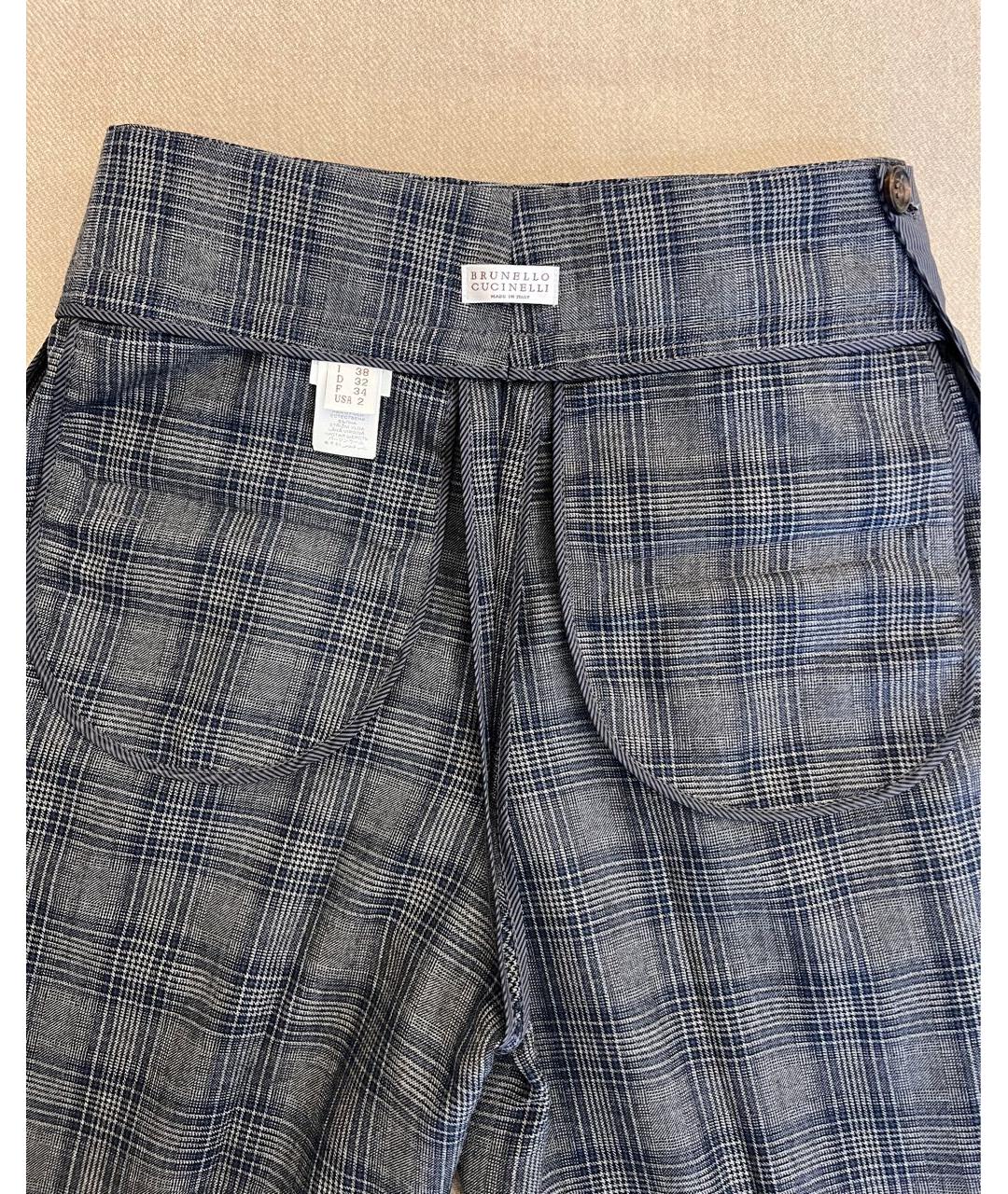 BRUNELLO CUCINELLI Антрацитовые хлопковые брюки узкие, фото 3