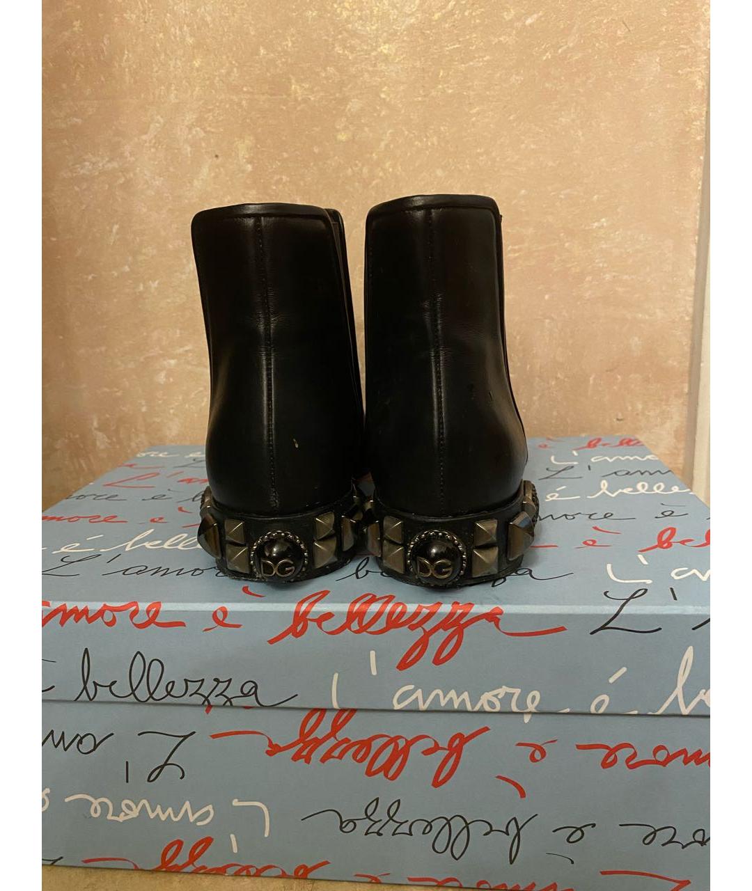 DOLCE&GABBANA Черные кожаные ботинки, фото 4