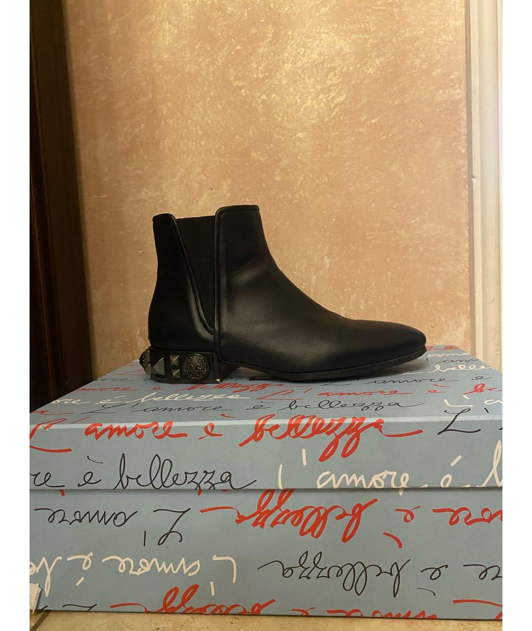 DOLCE&GABBANA Черные кожаные ботинки, фото 6