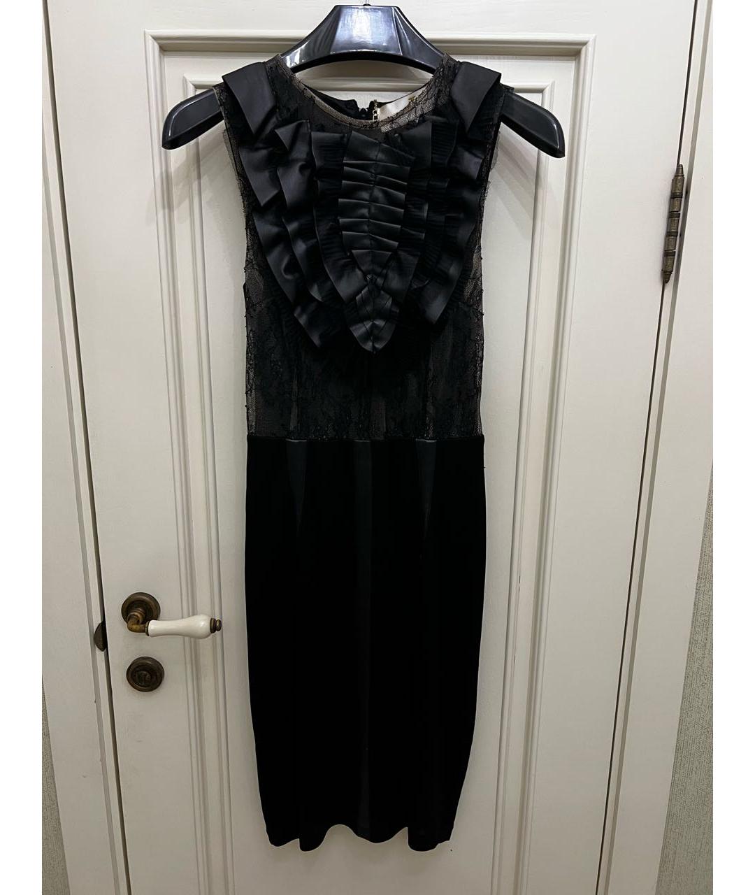 ELISABETTA FRANCHI Черное полиэстеровое коктейльное платье, фото 6