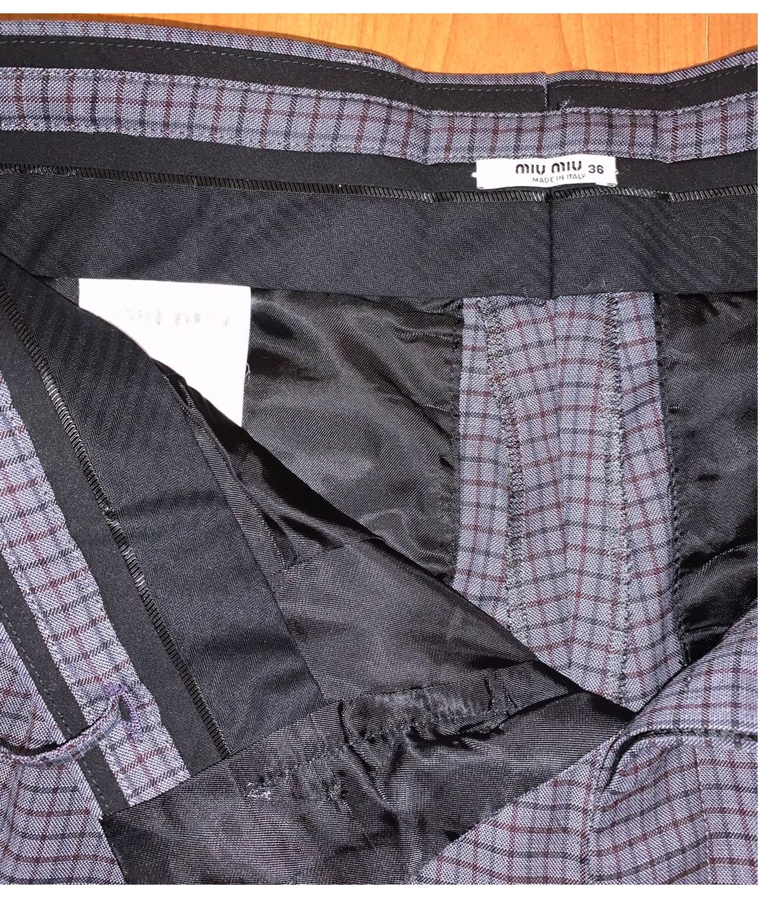 MIU MIU Серые шерстяные прямые брюки, фото 3