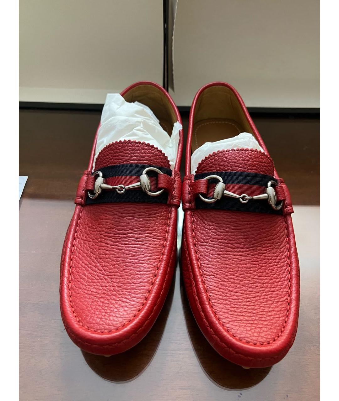 GUCCI Бордовые кожаные мокасины, фото 2