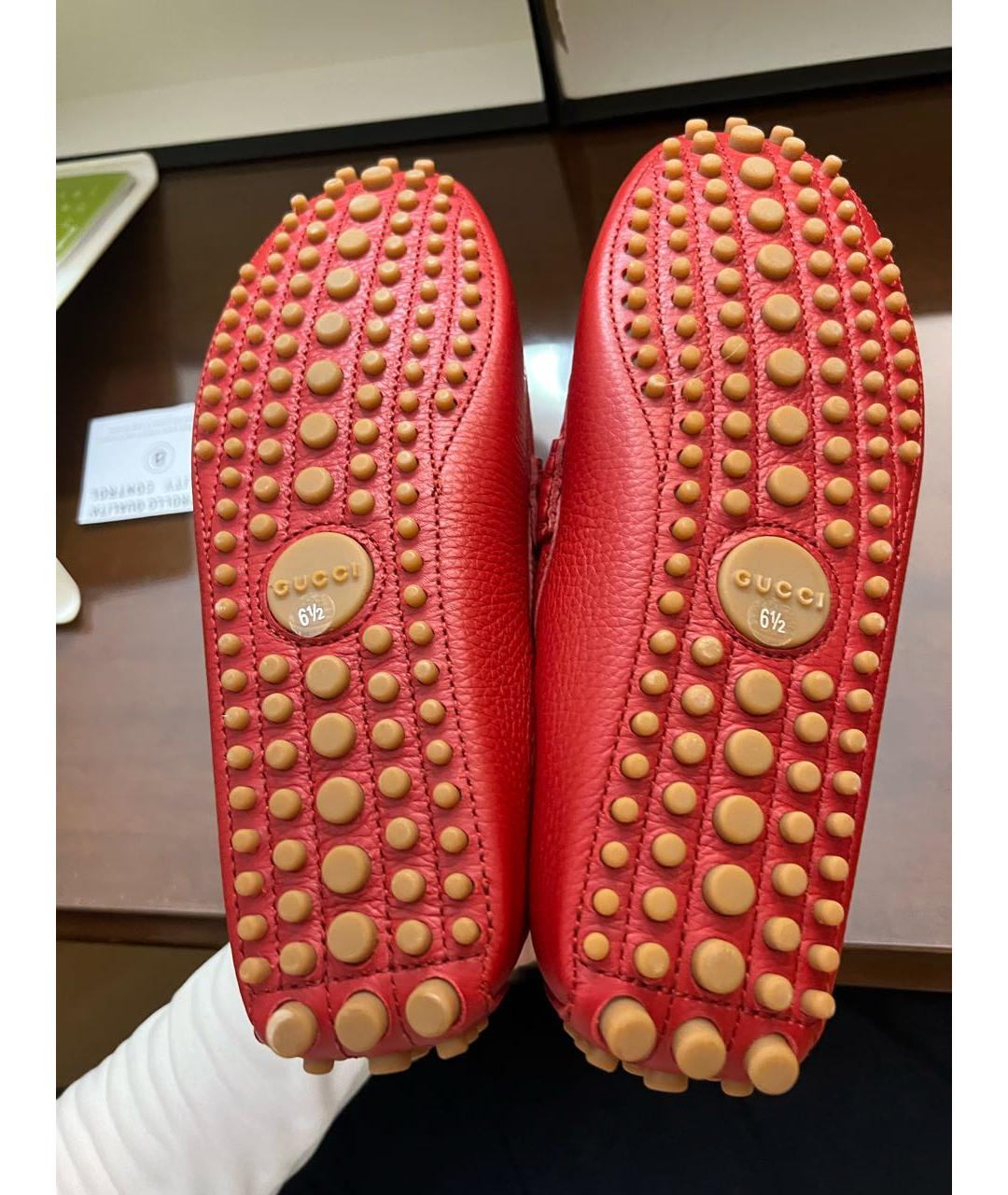 GUCCI Бордовые кожаные мокасины, фото 3