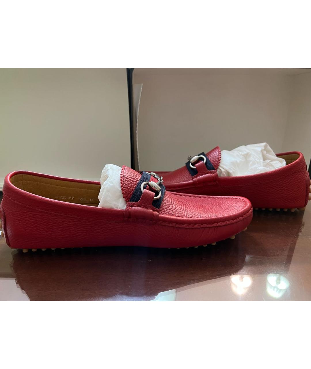 GUCCI Бордовые кожаные мокасины, фото 5