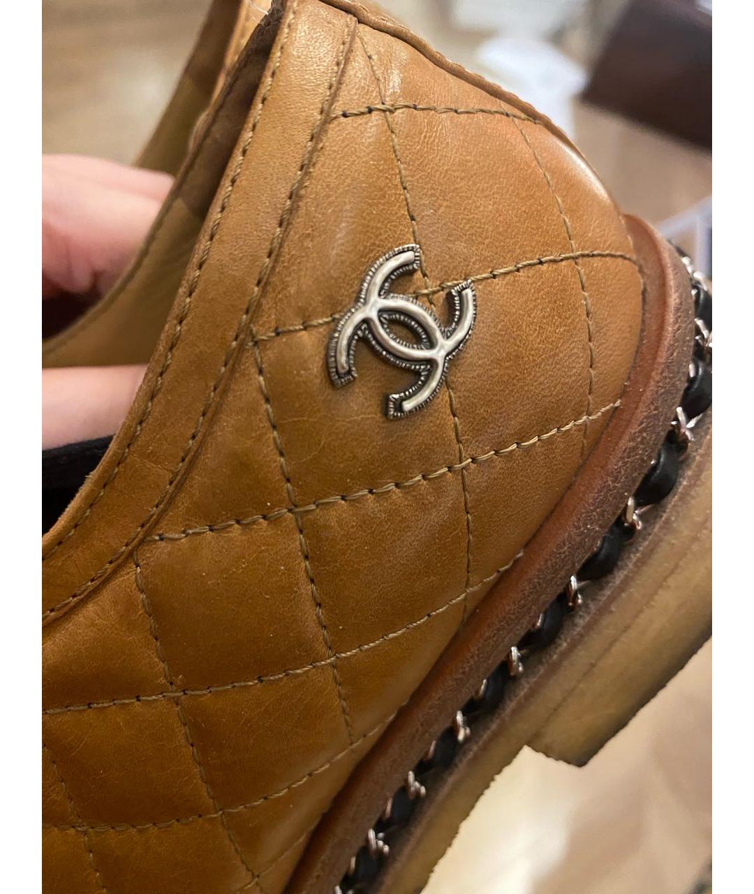 CHANEL Бежевые кожаные ботинки, фото 5