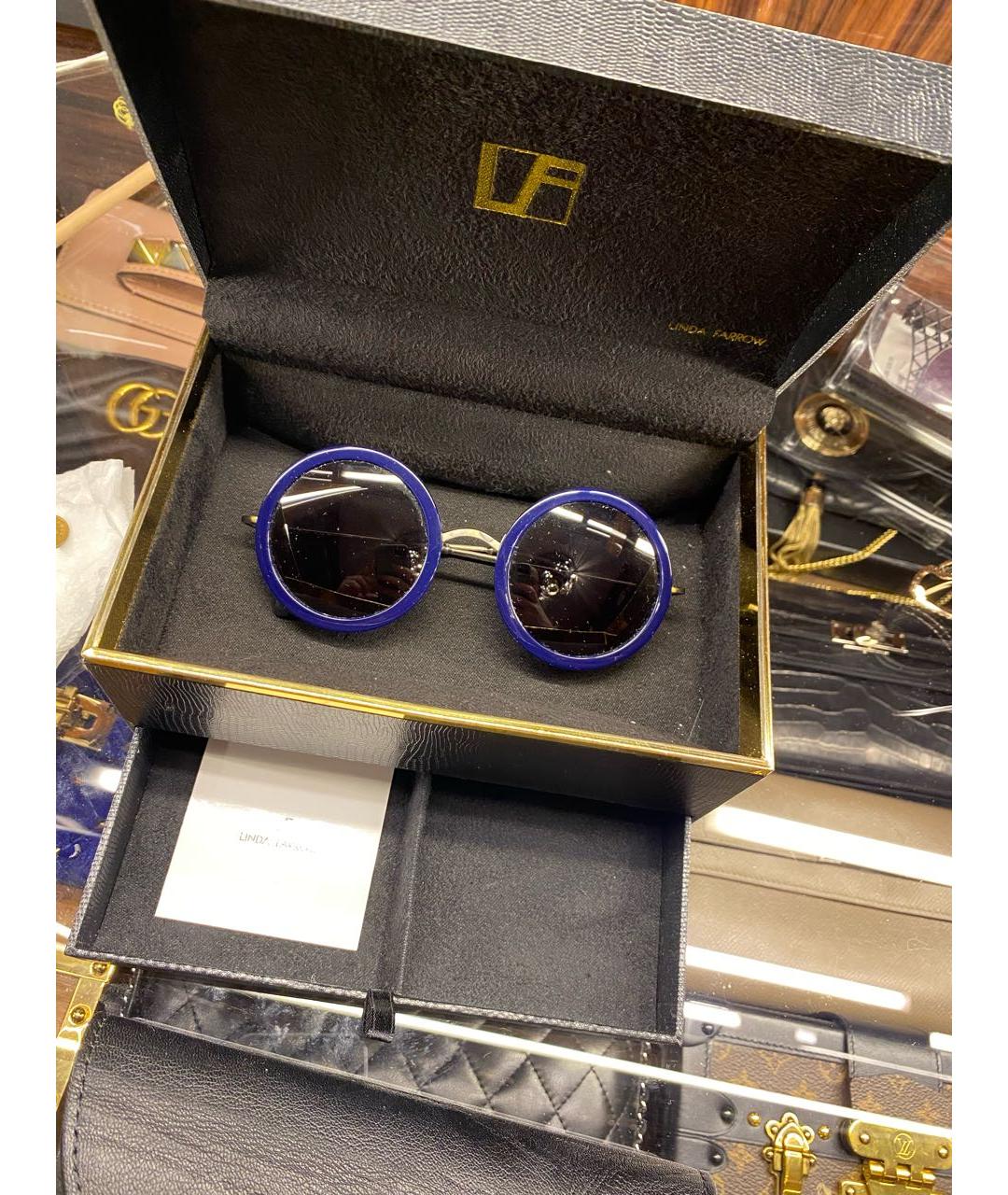 LINDA FARROW Темно-синие пластиковые солнцезащитные очки, фото 7