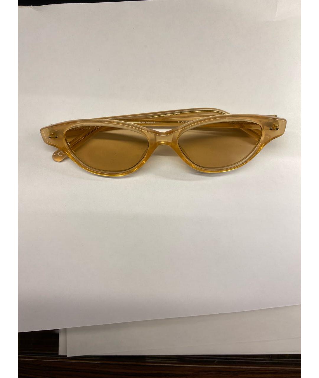 LINDA FARROW Бежевые пластиковые солнцезащитные очки, фото 6