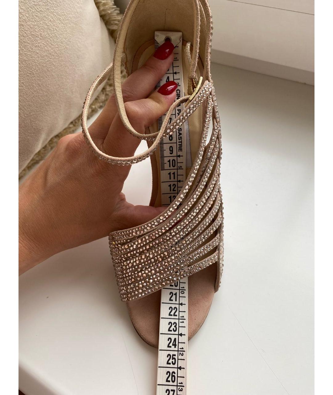 JIMMY CHOO Золотые замшевые босоножки, фото 6