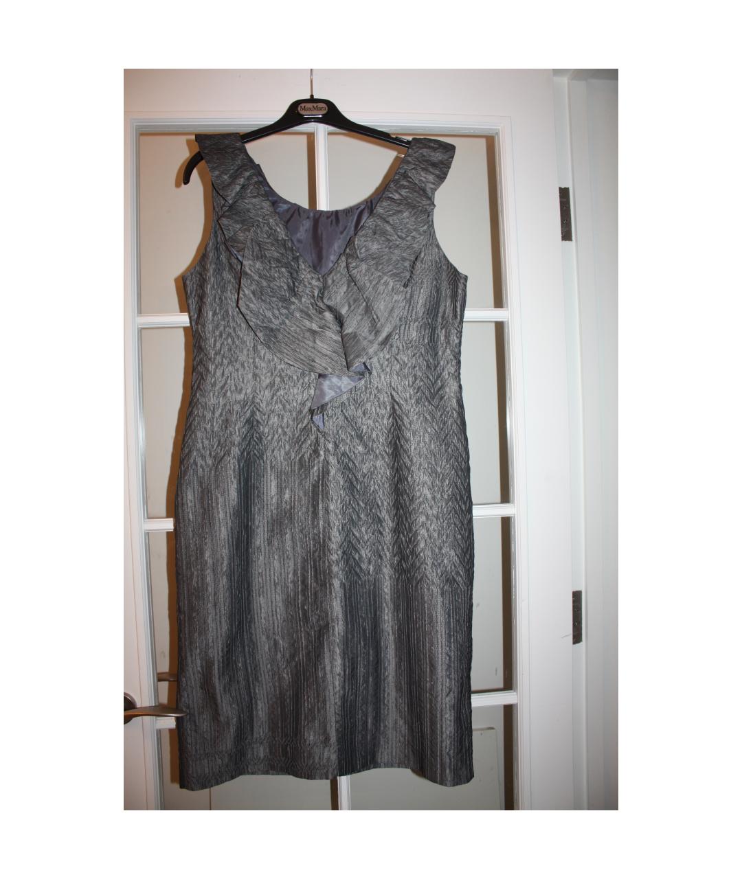 MOSCHINO Серебряное шелковое коктейльное платье, фото 2
