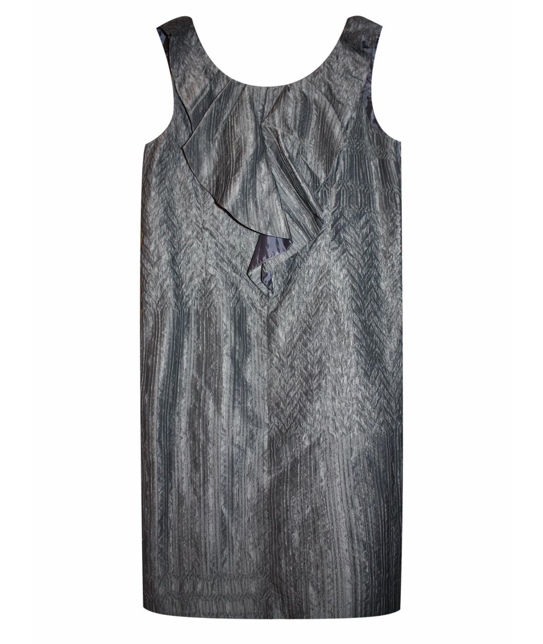MOSCHINO Серебряное шелковое коктейльное платье, фото 1