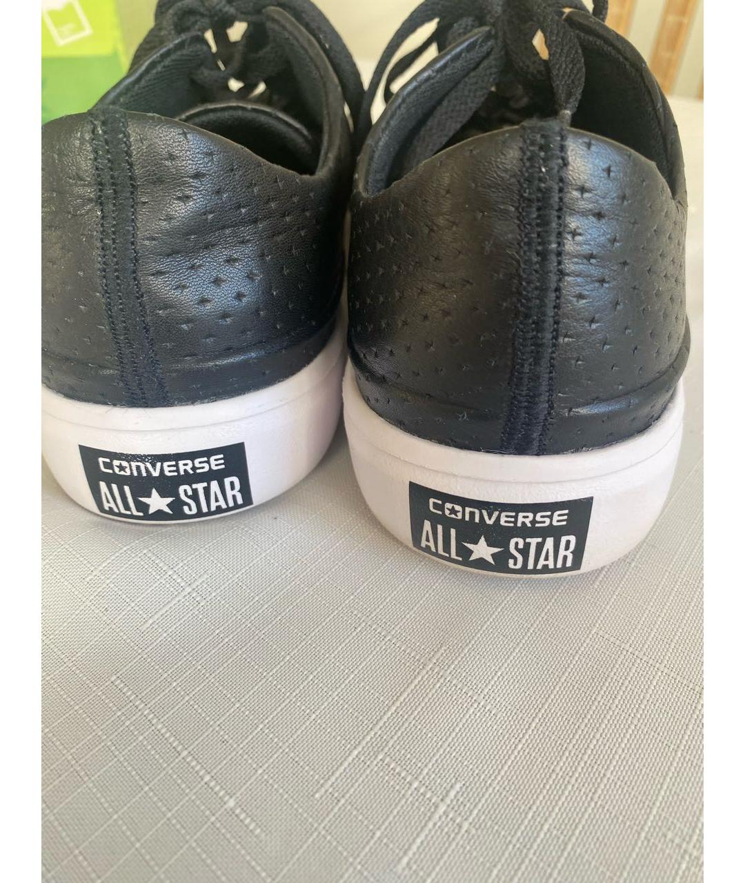 CONVERSE Черные кожаные низкие кроссовки / кеды, фото 3