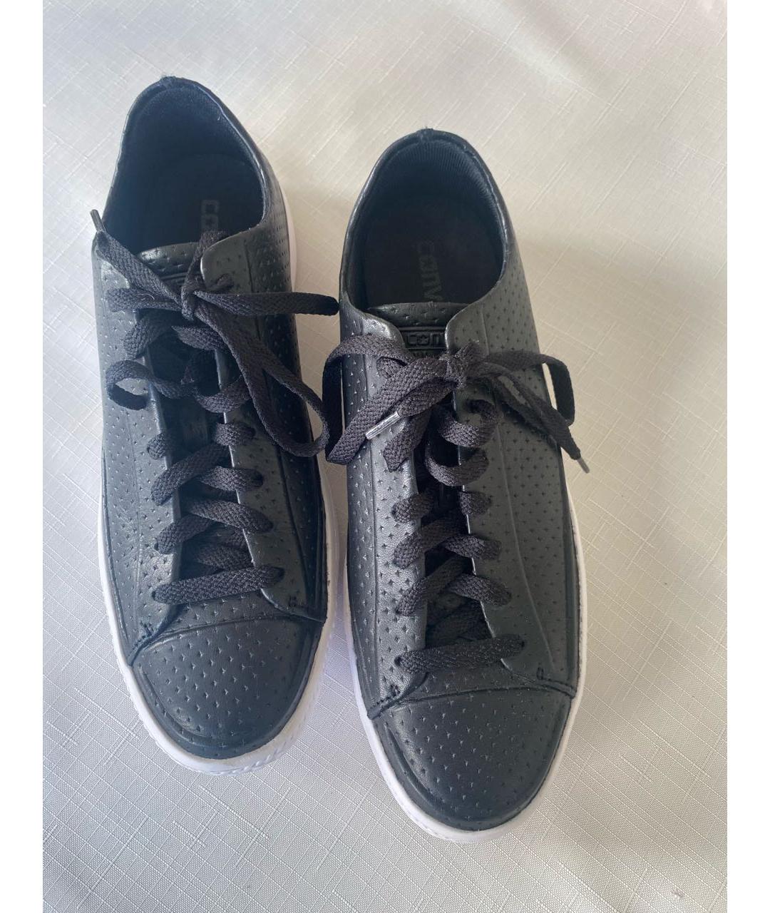 CONVERSE Черные кожаные низкие кроссовки / кеды, фото 2