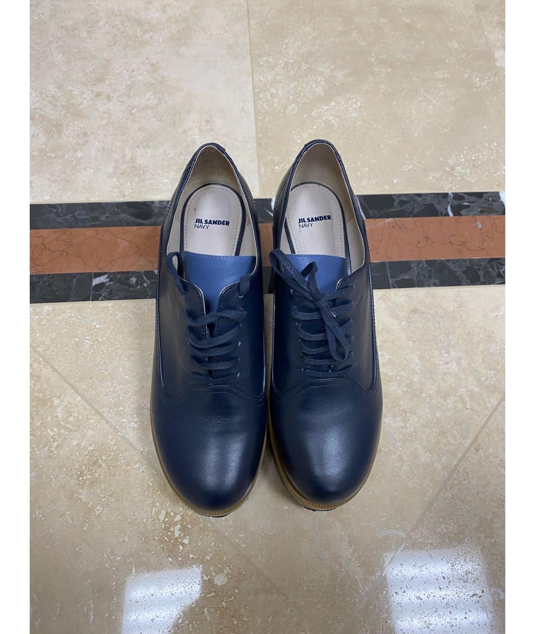 JIL SANDER NAVY Темно-синие кожаные ботинки, фото 2