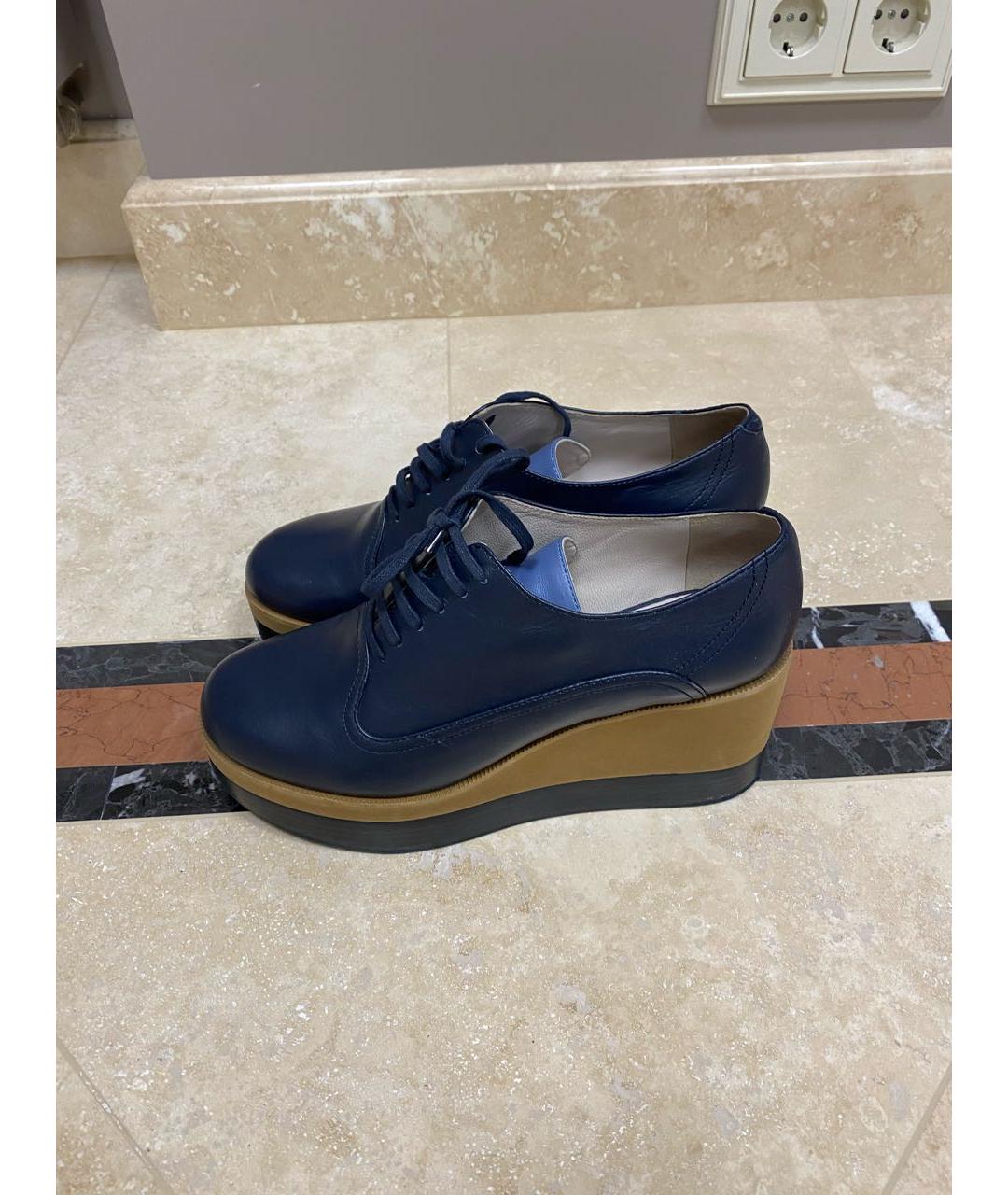 JIL SANDER NAVY Темно-синие кожаные ботинки, фото 6