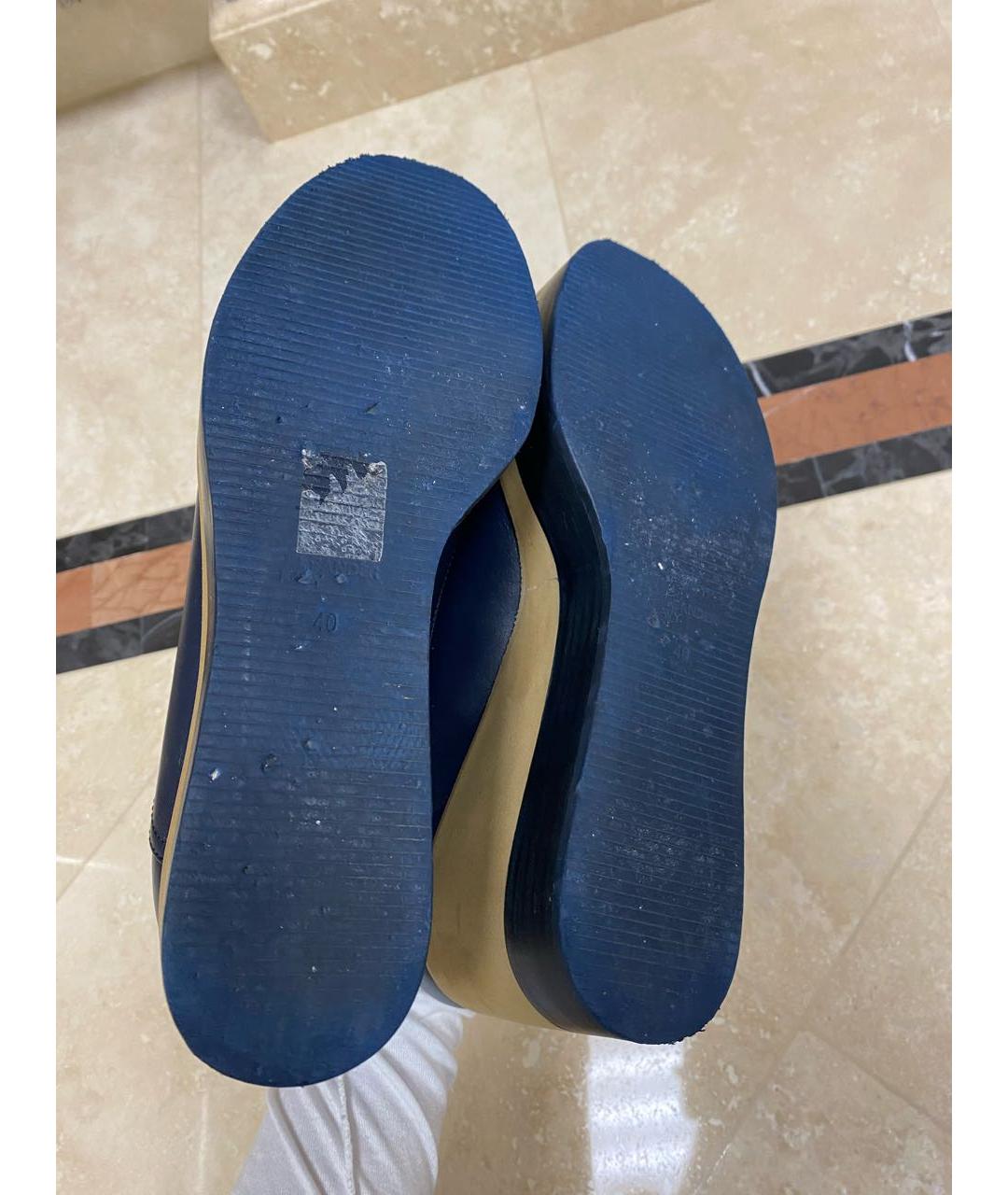JIL SANDER NAVY Темно-синие кожаные ботинки, фото 5