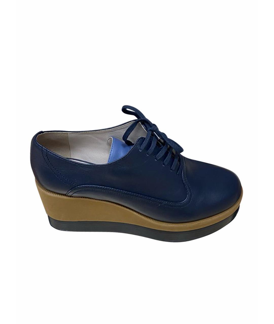 JIL SANDER NAVY Темно-синие кожаные ботинки, фото 1