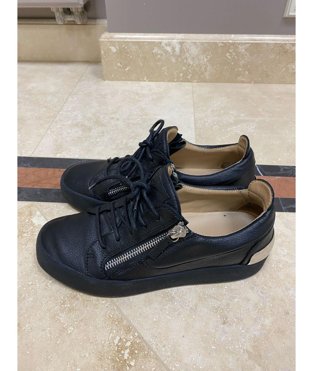 GIUSEPPE ZANOTTI DESIGN Черные кожаные кроссовки, фото 6