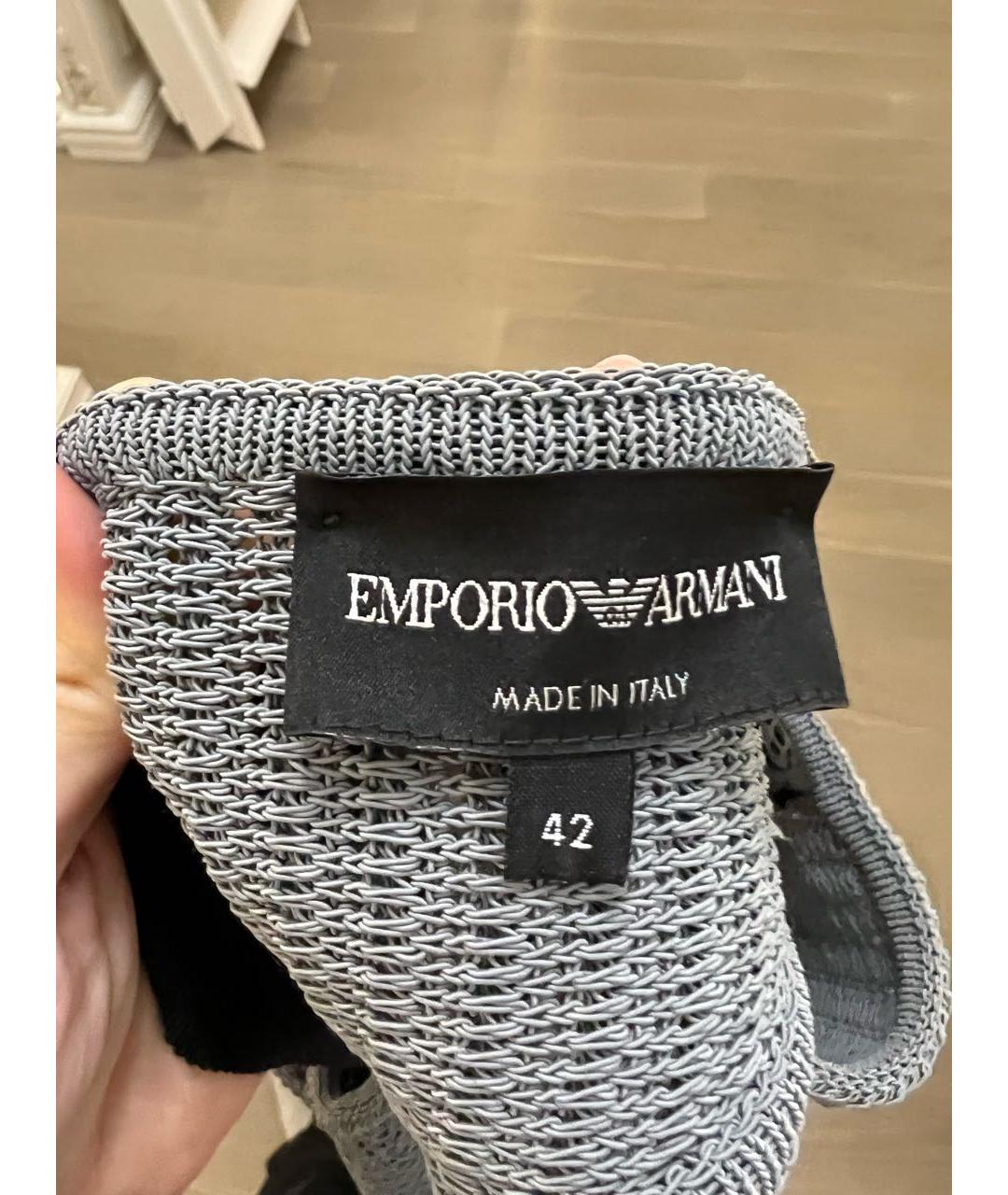 EMPORIO ARMANI Голубое хлопко-эластановое коктейльное платье, фото 3