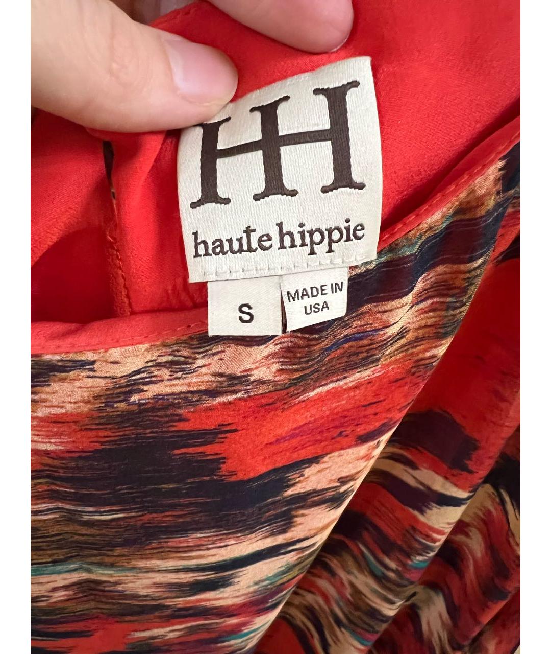 HAUTE HIPPIE Красное шелковое платье, фото 3