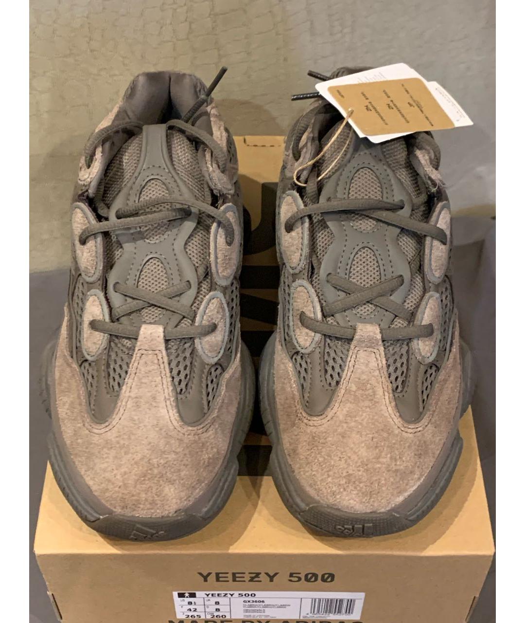 ADIDAS YEEZY Коричневые замшевые кроссовки, фото 4