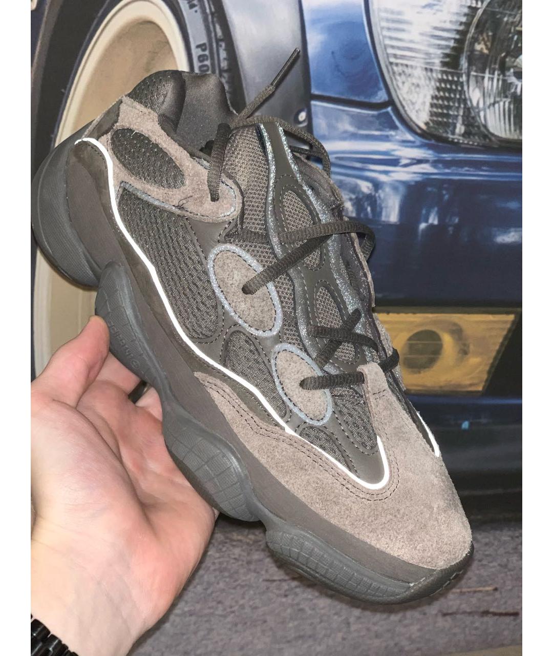 ADIDAS YEEZY Коричневые замшевые кроссовки, фото 2