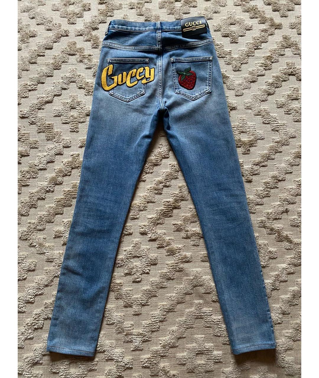 GUCCI Синие хлопковые джинсы слим, фото 2
