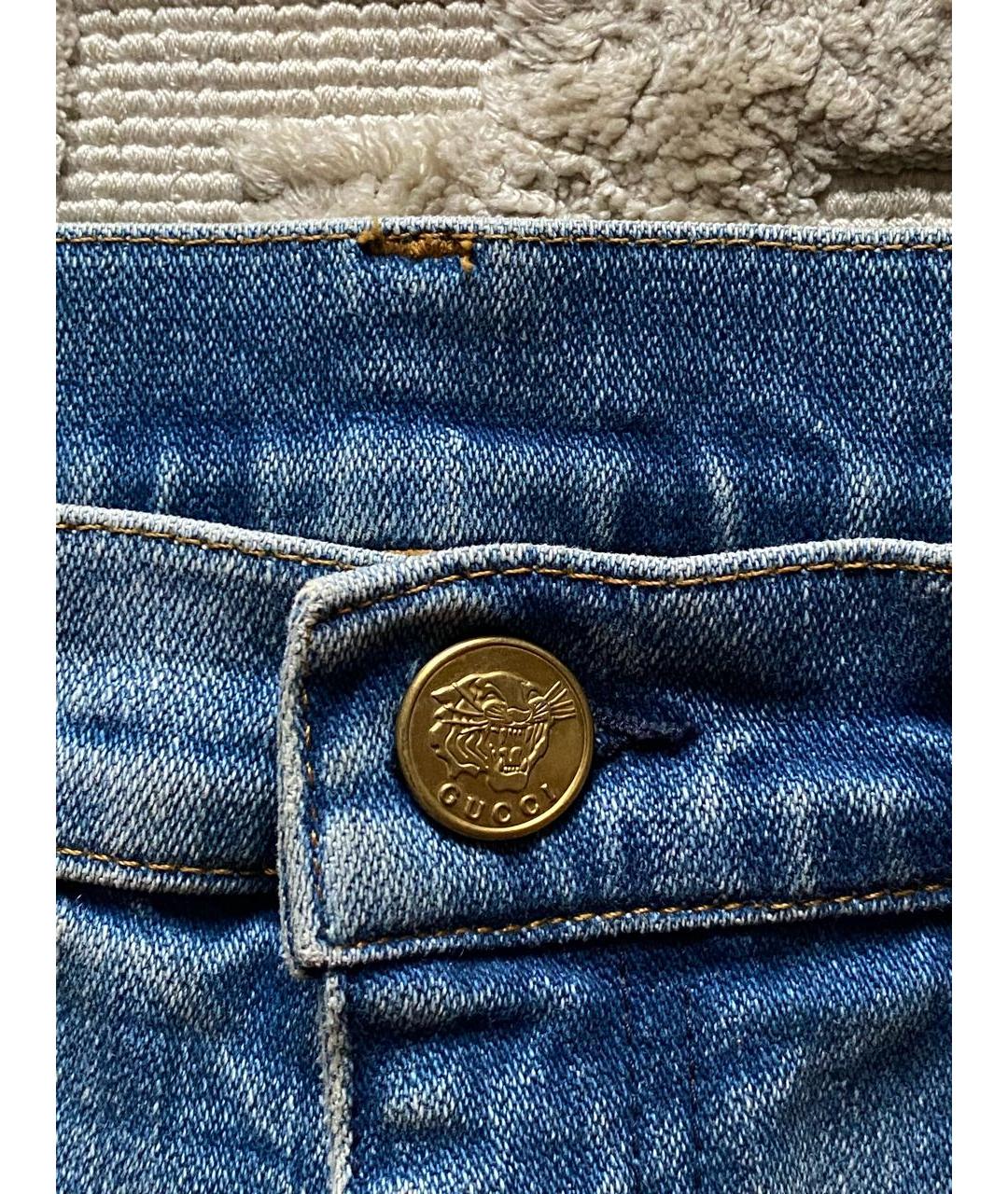 GUCCI Синие хлопковые джинсы слим, фото 4
