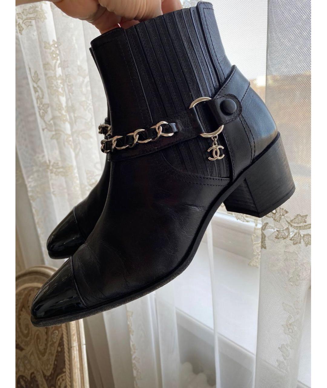 CHANEL Черные кожаные ботинки, фото 3
