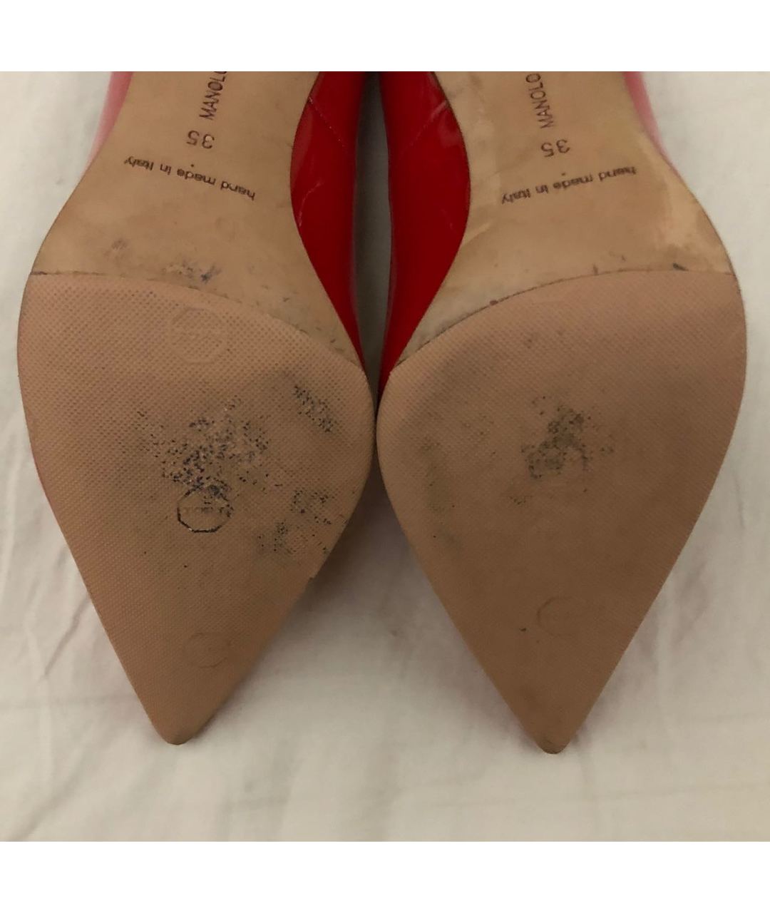 MANOLO BLAHNIK Красные туфли из лакированной кожи, фото 6