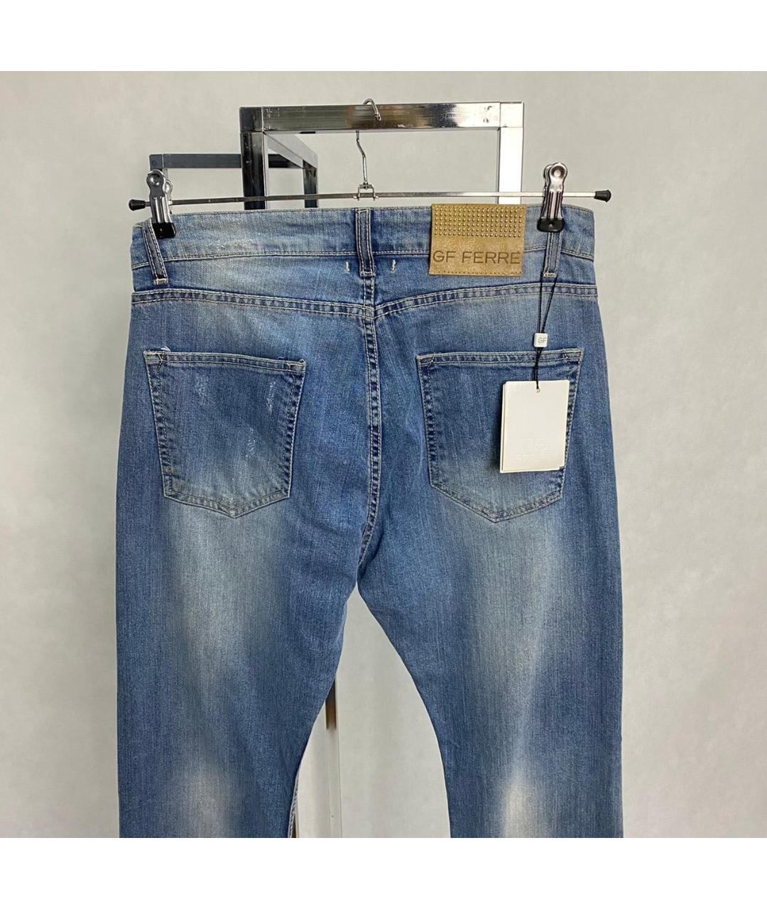 GIANFRANCO FERRE Голубые хлопко-эластановые прямые джинсы, фото 2