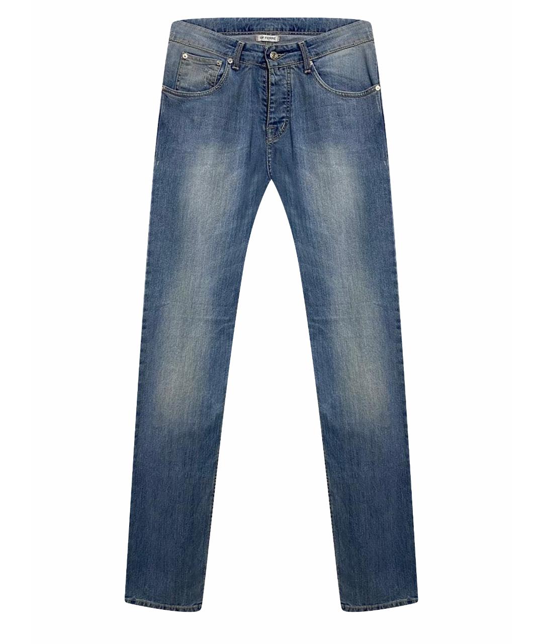 GIANFRANCO FERRE Голубые хлопко-эластановые прямые джинсы, фото 1