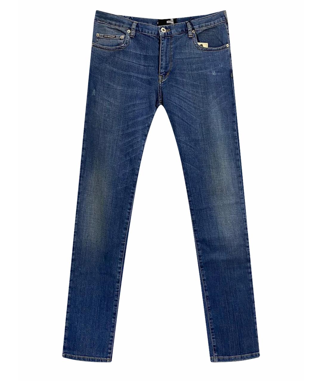 LOVE MOSCHINO Синие хлопко-эластановые джинсы скинни, фото 1