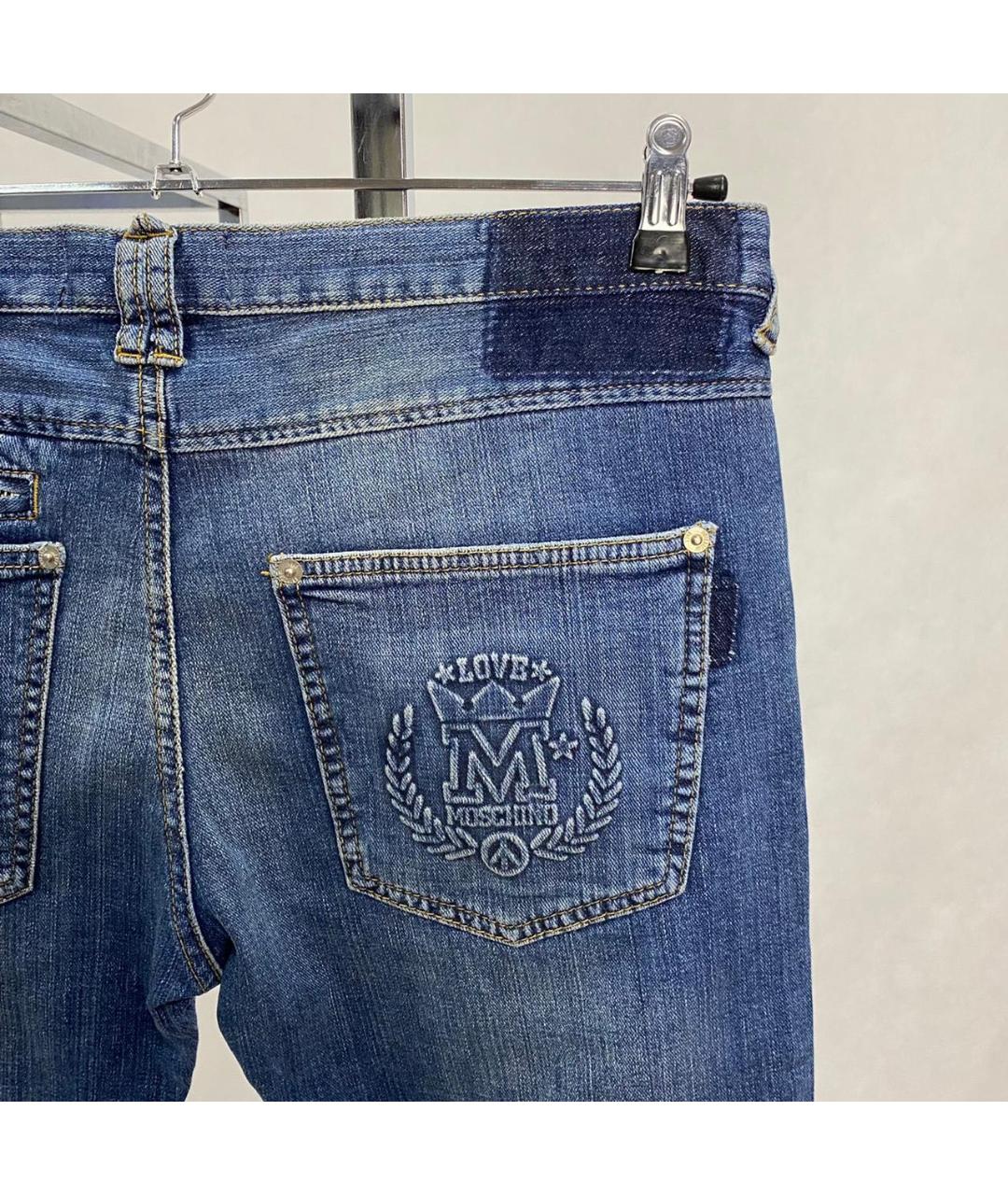 LOVE MOSCHINO Синие хлопко-эластановые джинсы скинни, фото 2