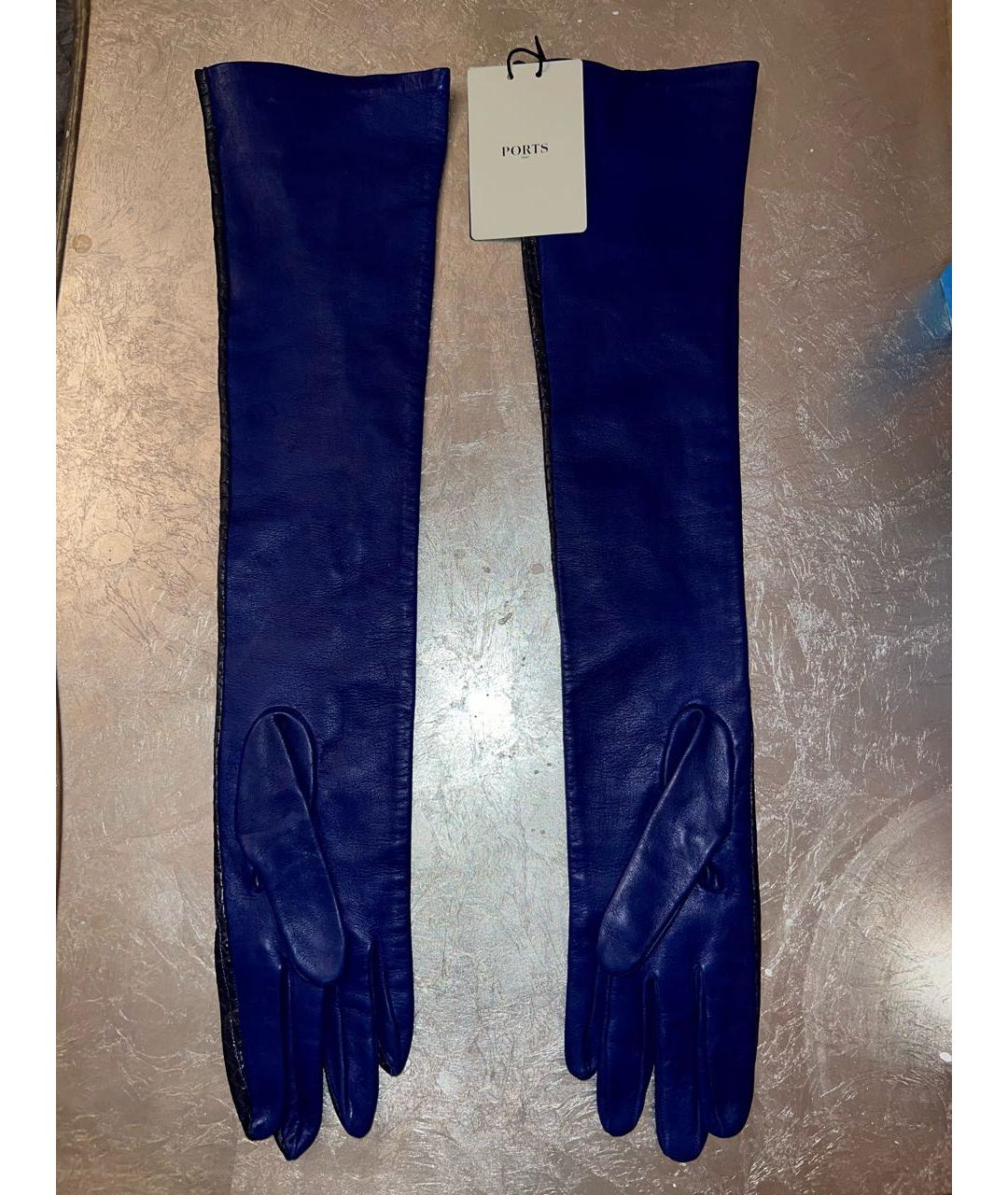 PORTS 1961 Синие кожаные перчатки, фото 2