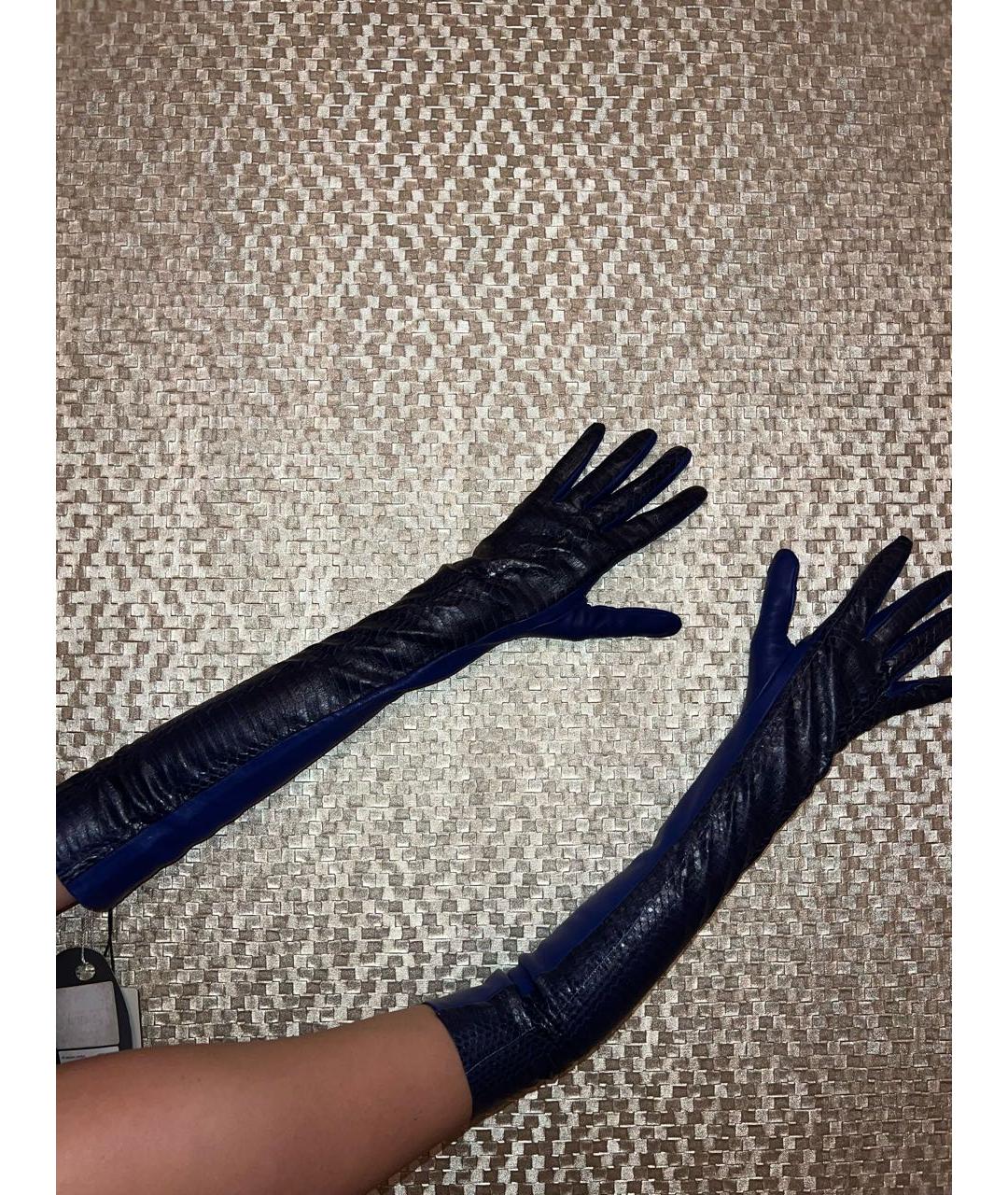 PORTS 1961 Синие кожаные перчатки, фото 5