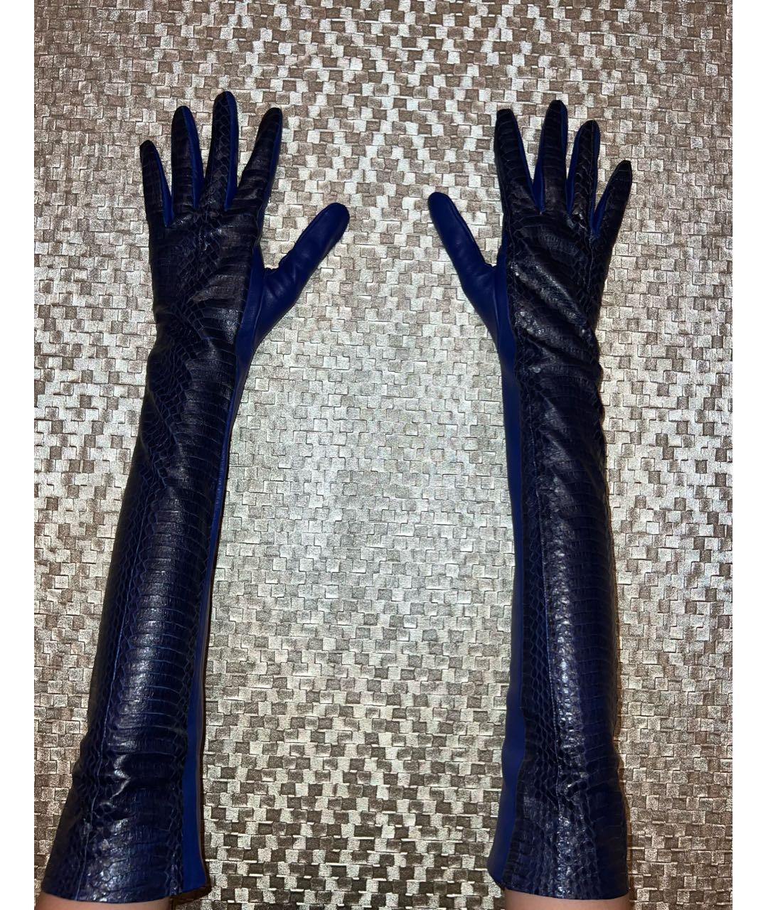 PORTS 1961 Синие кожаные перчатки, фото 3