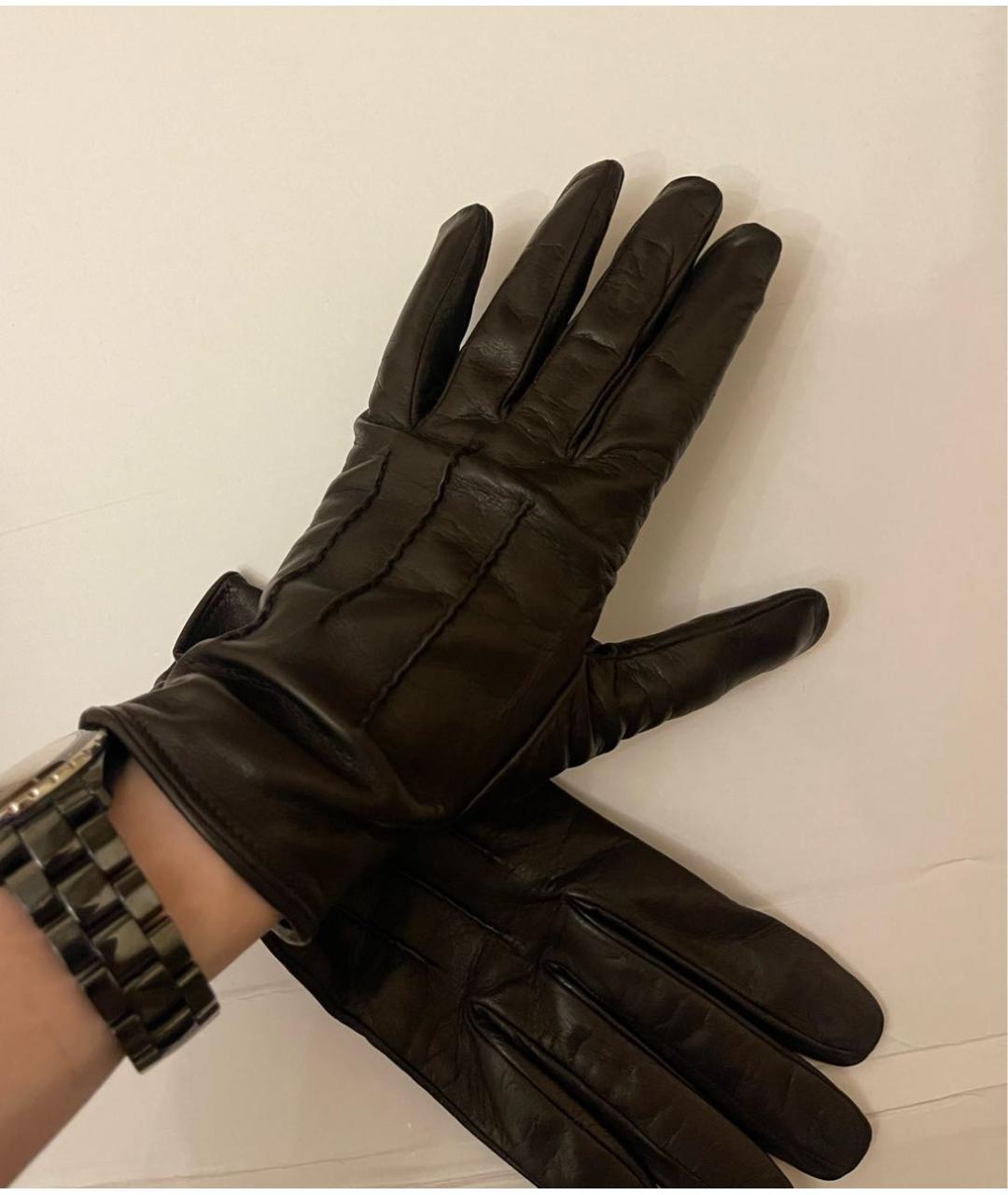 BALLY Коричневые кожаные перчатки, фото 2