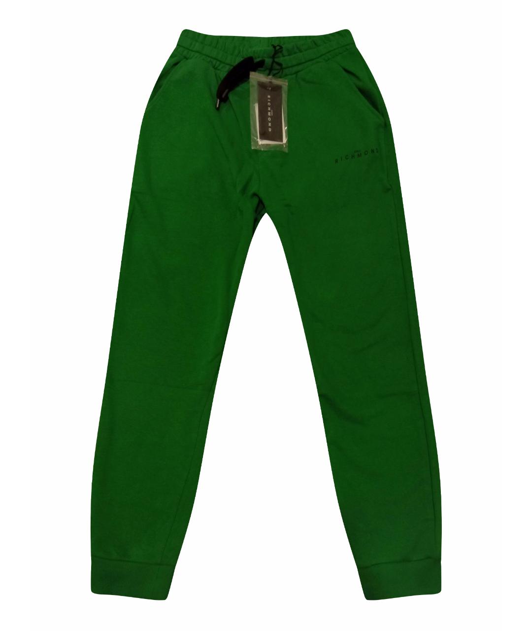 JOHN RICHMOND Зеленые хлопковые повседневные брюки, фото 1