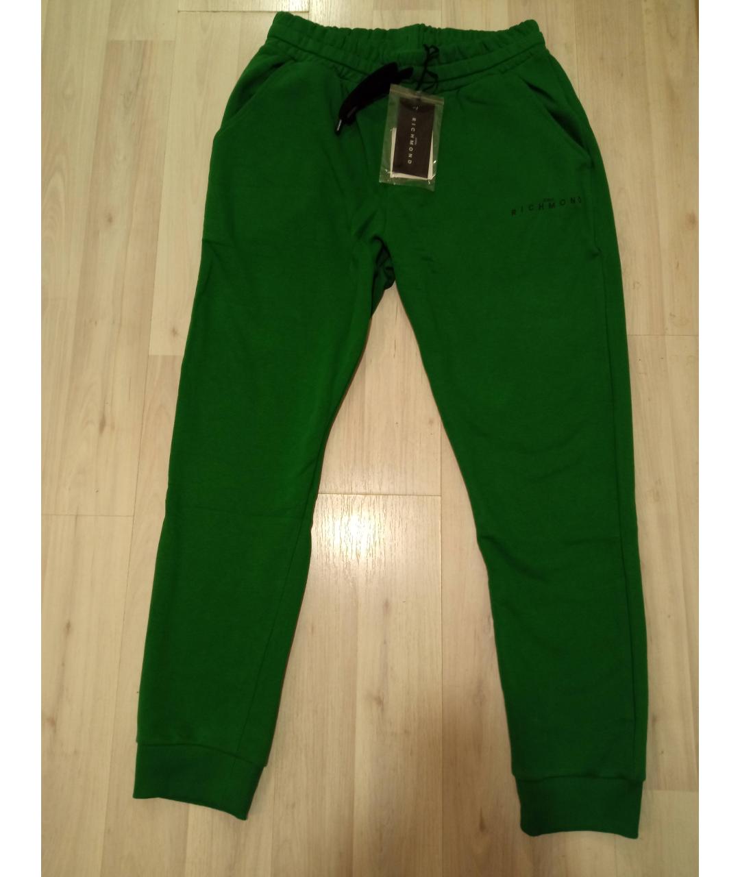 JOHN RICHMOND Зеленые хлопковые повседневные брюки, фото 7