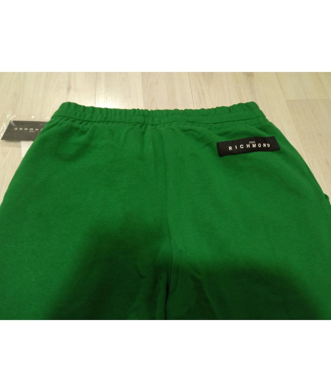 JOHN RICHMOND Зеленые хлопковые повседневные брюки, фото 4