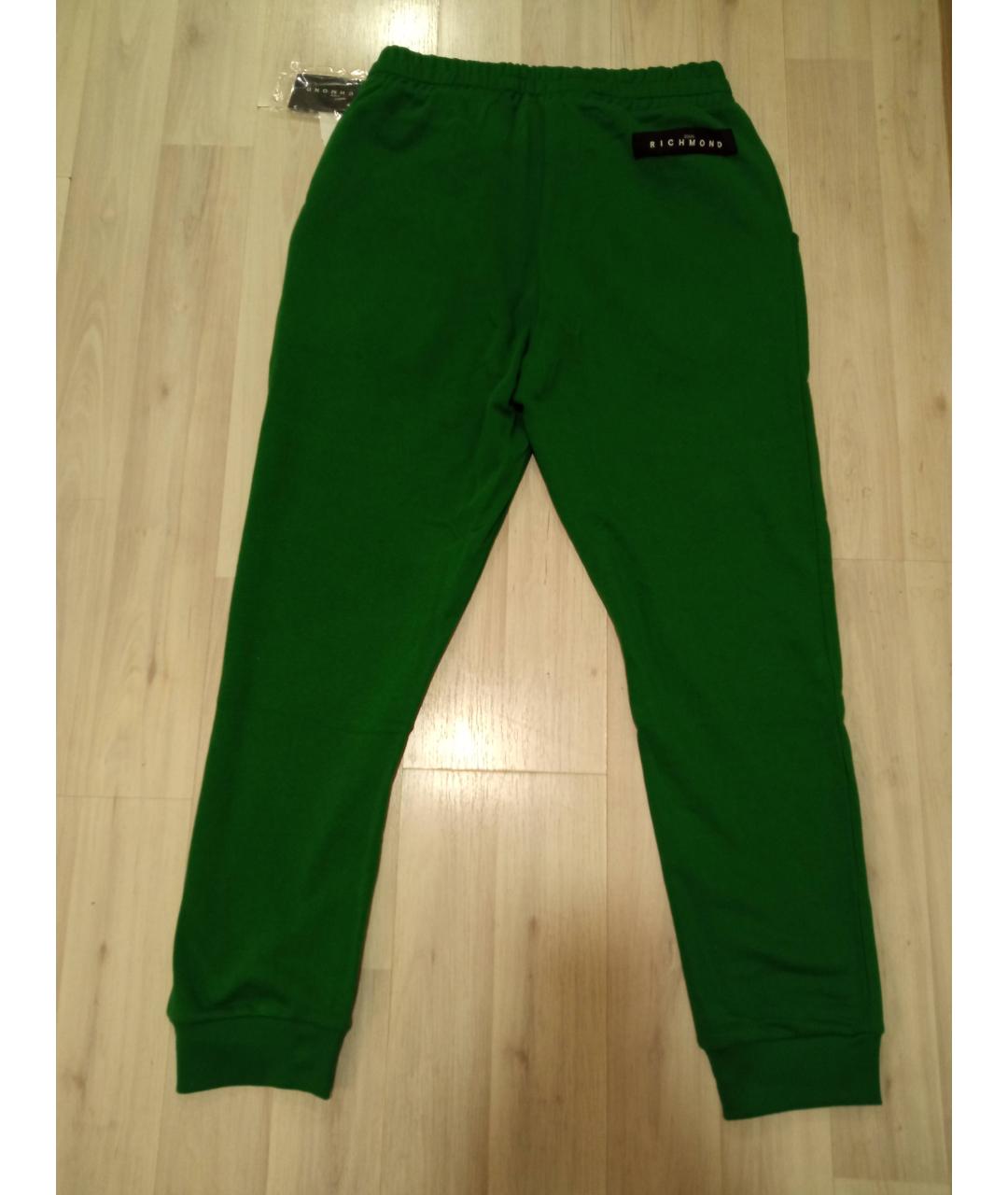JOHN RICHMOND Зеленые хлопковые повседневные брюки, фото 2