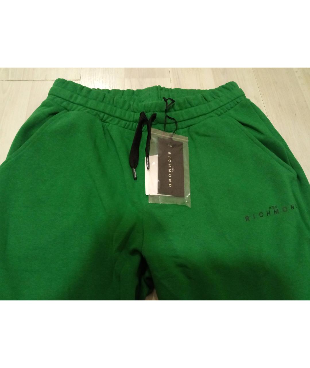 JOHN RICHMOND Зеленые хлопковые повседневные брюки, фото 3