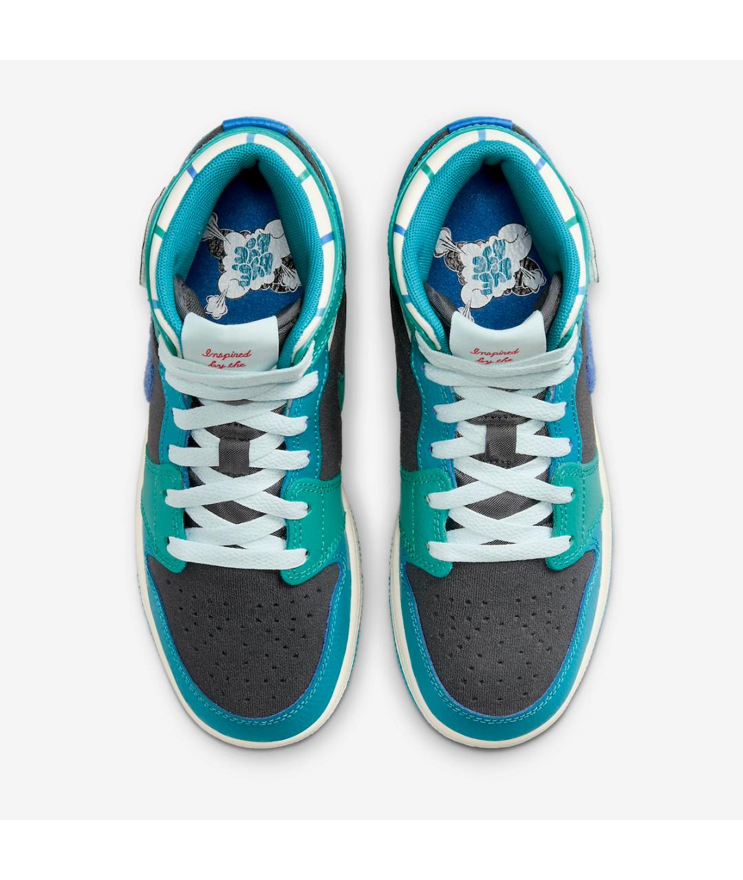 JORDAN Бирюзовые кожаные кроссовки, фото 3