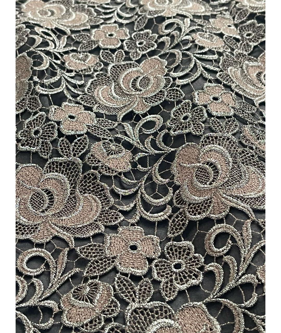 VALENTINO Серебряное кружевное вечернее платье, фото 3