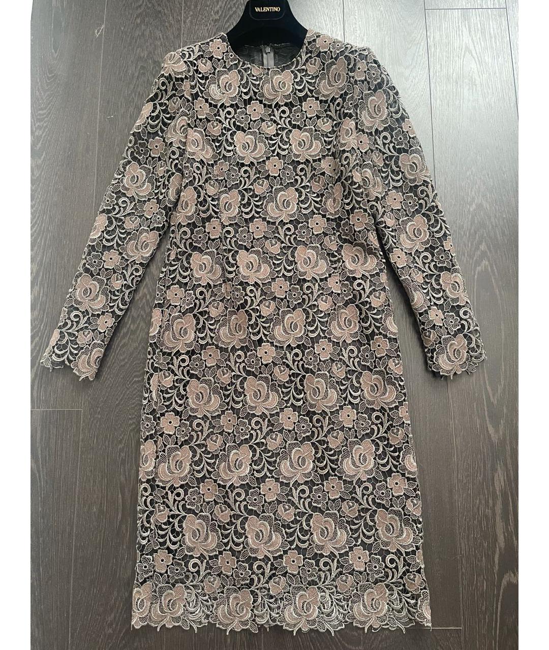 VALENTINO Серебряное кружевное вечернее платье, фото 6