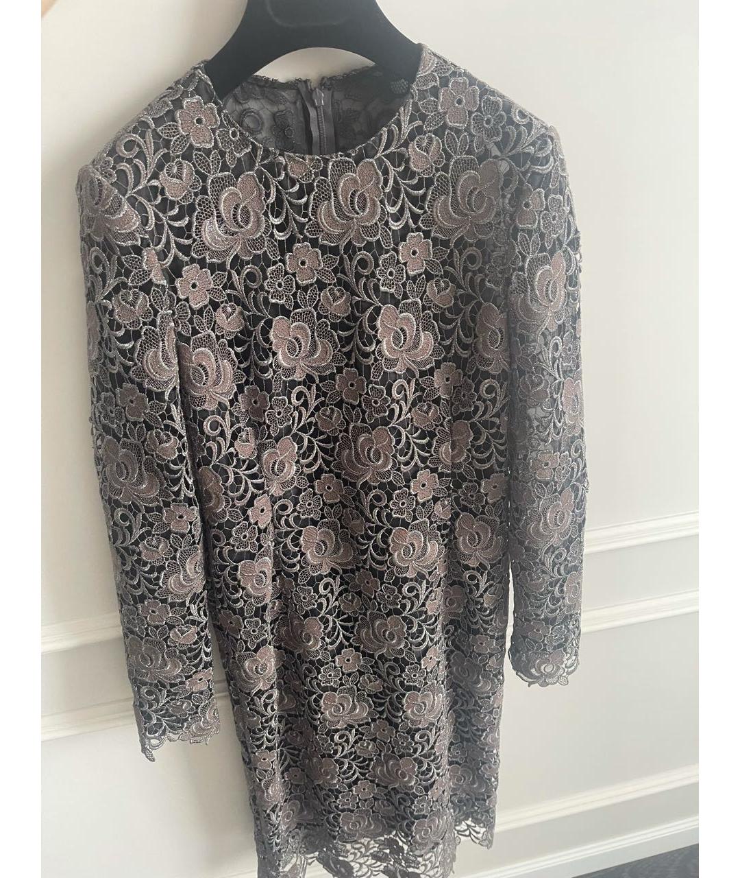 VALENTINO Серебряное кружевное вечернее платье, фото 2