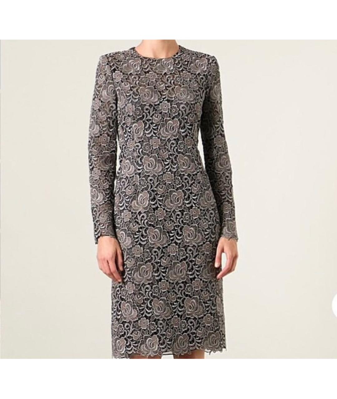 VALENTINO Серебряное кружевное вечернее платье, фото 7