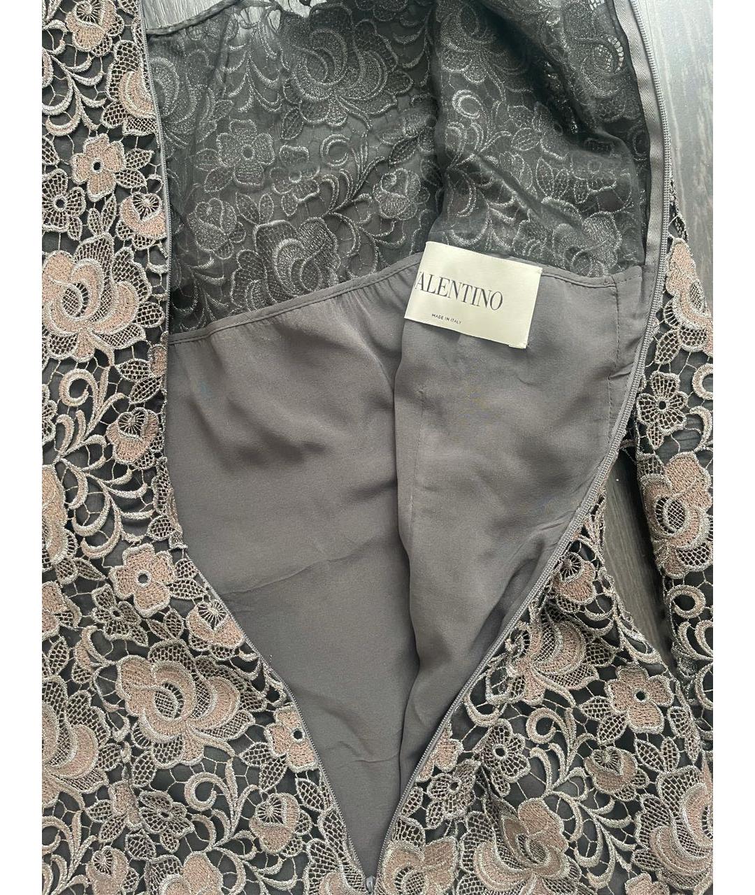 VALENTINO Серебряное кружевное вечернее платье, фото 4